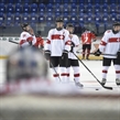 POPRAD, SLOVAKIA - APRIL 17: Players form team Switzerland warm up prior to preliminary round action against Canada at the 2017 IIHF Ice Hockey U18 World Championship. (Photo by Andrea Cardin/HHOF-IIHF Images)


